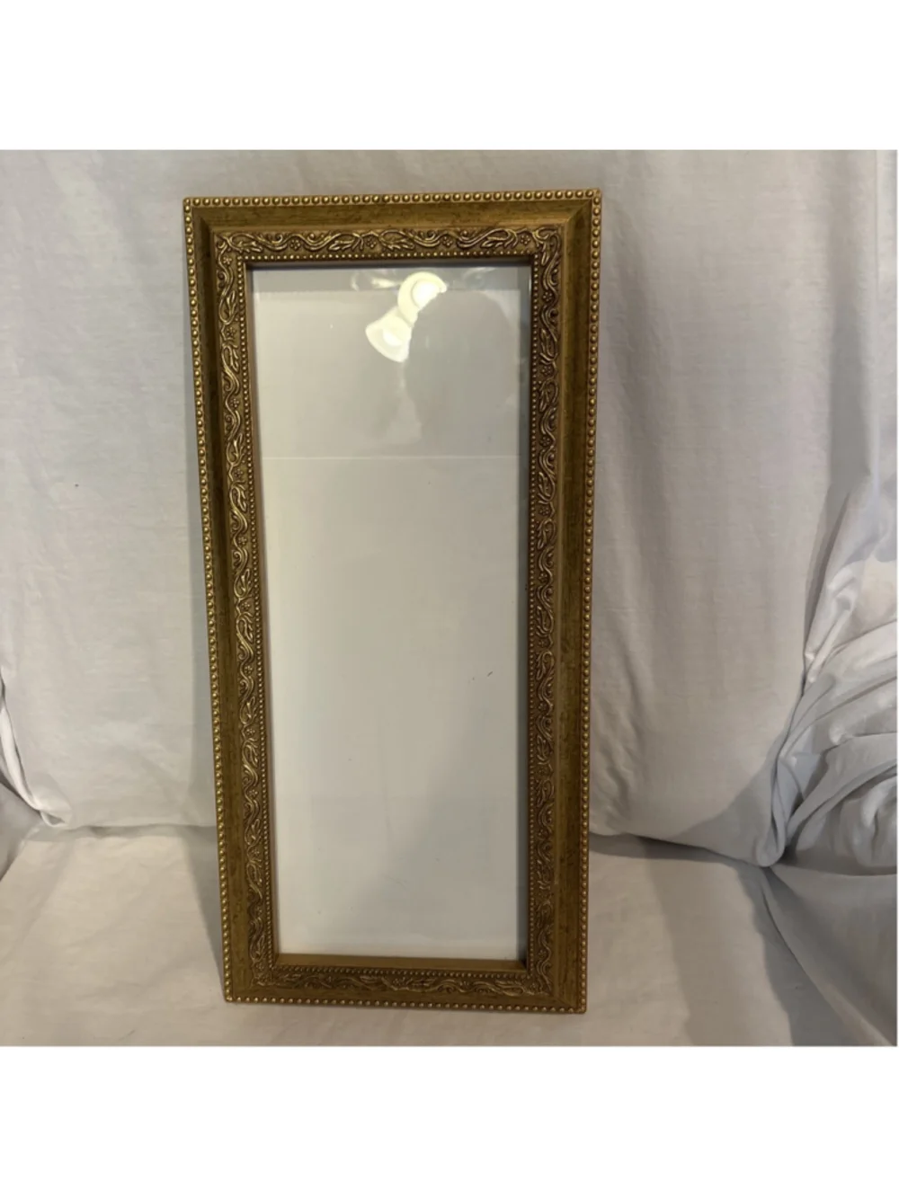Vtg Ornate Rectangular Carved Gilt Wall Wood Golf Leaf Frame Hollywood 1169